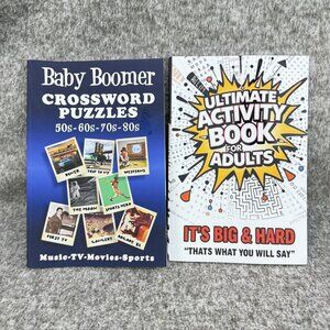 ✅Baby Boomer Crossword Puzzles & Ultimate Activity Book for Adults Mind Game Fun